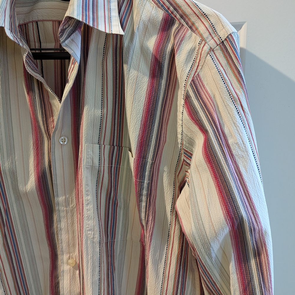 Canali Made In Italy. Vintage. Casual Striped Button Down Shirt